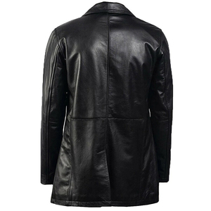 Vestes pour hommes TOPEAK Sports 2026 de qualité supérieure, longues, noires, en cuir véritable, coupe-vent, respirantes, à col carré, à simple boutonnage - Product Image 5