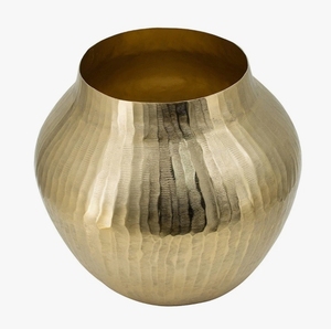 Vase décoratif de table en laiton fait main style Art Déco avec finition martelée, ton or, pour l'intérieur de la maison - Product Image 1
