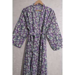 Robe de chambre en coton imprimé pour femmes, longue robe kimono, peignoir doux et respirant, tenue de détente bohème - Product Image 4