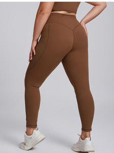 Leggings Deportivos de Cintura Alta para Mujer, Color Beige Sólido, Largos, con Efecto Push-Up - Product Image 2