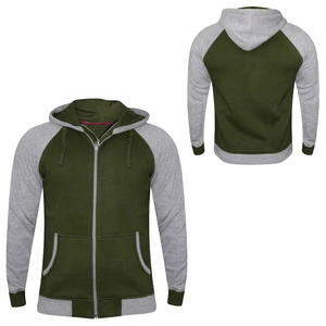 Vente en gros de sweats à capuche pour hommes personnalisés, vert olive gris, respirants, écologiques, à séchage rapide, unis, d'hiver, à fermeture éclair, à manches raglan, style streetwear - Product Image 1