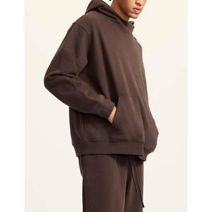 Sudadera con capucha de entrenamiento atlético holgado informal para hombre 2025, sudadera de lana XL con bolsillo de canguro y bordado 3D marrón - Product Image 2