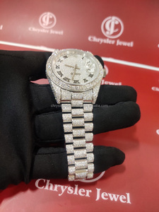 Reloj Hip Hop de lujo con diamantes para hombre VVS Moissanite Iced DVVS1 banda de acero inoxidable esfera de cristal elegante a la moda para raperos - Product Image 3