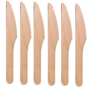Nouveau couteau jetable biodégradable en bois de bouleau 155 mm pour la restauration aérienne/ferroviaire et les pique-niques, le camping et les activités de plein air – Lot de 100 - Product Image 3
