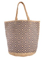 Sac fourre-tout en jute à motif losanges Bohème pour femme, sac à bandoulière écologique à ouverture supérieure, capacité 2-2,9 L, usage quotidien estival