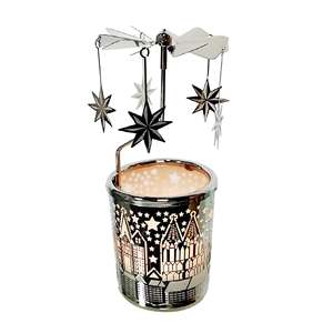 Porte-bougie rotatif en métal Silver Star, carrousel pour bougies chauffe-plat, pour décoration intérieure, centre de table, festive - Product Image 6