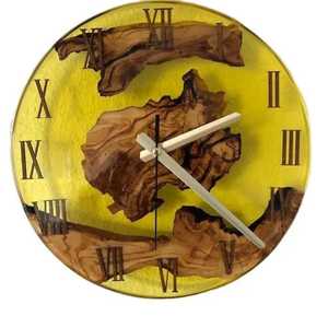 Reloj de Pared Clásico de Resina Azul con Diseño de Río, de Madera de Nogal Redondo, Silencioso, Colgante, con Borde Natural, para Decoración Rústica de Oficina - Product Image 4