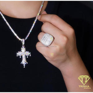 Anillo de Lujo con Diamantes de Moissanita y Plata de Ley 925, Diseño Rectangular con Incrustaciones de Diamantes, para Colecciones de Joyería Hip Hop - Product Image 5
