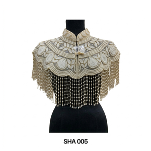 Capa de hombro con perlas y flecos para mujer, con borlas, para bodas, fiestas, eventos nocturnos, moda, cubrepecho. - Product Image 1