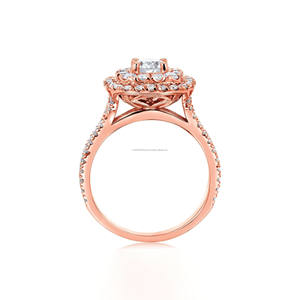 Anillo de Compromiso y Matrimonio Minimalista con Doble Halo, Engaste Pavé en Plata de Ley 925 con Moissanita para Regalos de Aniversario - Product Image 2