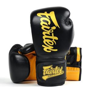 Gants de boxe Fairtex Pro 14 oz noir jaune, équipement d'entraînement professionnel, fermeture à sangle réglable, gants en cuir véritable CP-BG-245 - Product Image 6