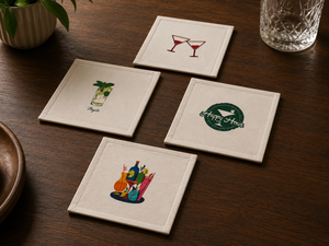 Sous-verre de cocktail imprimé en lin 100% de luxe |   Sous-verres décoratifs pour la maison et le bar - Product Image 6