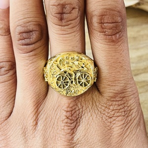 Fashionable Ethnic Signet <b>Ring</b> Vintage Brass <b>Rings</b> For Men 18k Gold Plated Chariot <b>Statement</b> Jewelry Wholesale/OEM/ODM - Product Image 5
