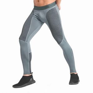 Leggings de Compresión Largos para Hombre, Color Gris, Cintura Elástica, Spandex, Nailon, Diseño Sólido, Ropa Deportiva - Product Image 2