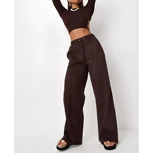 Pantalon de survêtement évasé taille haute pour femme, coupe large, décontracté, doux et extensible, avec poches, style streetwear - Product Image 6