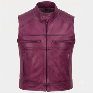 Wholesale Latest Design Breathable Waterproof <b>Men</b> <b>Leather</b> <b>Vest</b> Best Quality Winter Casual Zipper Closure Stand Collar Low MOQ - Product Image 1