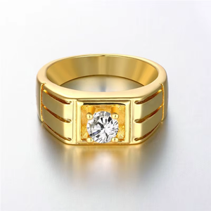 Bague solitaire pour homme avec diamant véritable 0,30 TCW |   Bijoux fins en or jaune sertis de pierres rondes brillantes pour fiançailles et anniversaire - Product Image 3