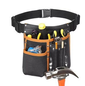 Sacoche de ceinture pour outils de charpentier, noir et orange, sangle réglable, durable, multi-poches, organisateur de rangement pour outils - Product Image 2