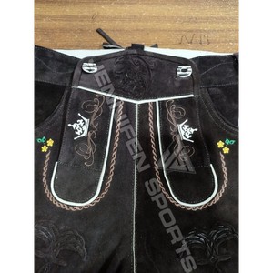 Meilleurs shorts traditionnels bavarois pour hommes, en cuir de vachette suédé, de haute qualité, avec broderie élégante, pour l'hiver - Product Image 2