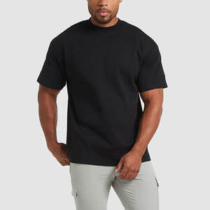 T-shirts pour hommes en coton 100% uni, surdimensionnés, respirants, nouvelle arrivée, vêtements d'été pour hommes, t-shirts décontractés imprimés en relief - Product Image 4