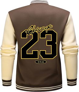 <b>Men's</b> Autumn/Winter Number 23 Printed <b>Long</b>-Sleeved Baseball <b>Jacket</b> Classic Color Block Fashion Casual Outdoor Sports Top - Product Image 2