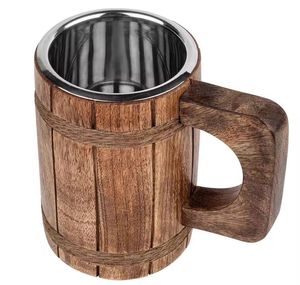 Tasses en bois commerciales durables, gobelets à boire en bois naturel faits à la main, réutilisables pour café, thé, boissons, vaisselle, fournitures pour cafés et restaurants - Product Image 3