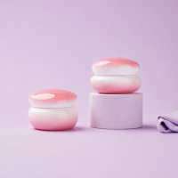Vente en gros de flacons cosmétiques en verre rose de luxe, pots en verre pour crème OEM avec bouchon spécial, ensemble d'emballages pour soins de la peau, 100 ml, 120 ml