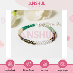 Diseño elegante y clásico, pulsera de tobillo espiritual de cristal Dhan Yog con cuentas facetadas multicolor, de fabricante indio. - Product Image 2