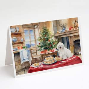 Coton De Tulear Christmas Cookies <b>Greeting</b> <b>Cards</b> Pack 8 Whimsical A7 Size 5x7 Blank <b>Note</b> <b>Cards</b> with Envelopes - Product Image 1