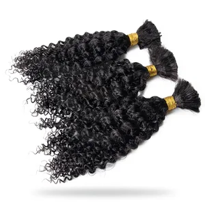 Virgin Remy Indian Curly Human Hair Extensions Silk Base 100% Density Customizable Color Natural Black Weave for Beauty Supply - Product Image 1