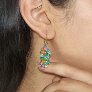 Sterling Silver Natural Multi Gemstone & <b>Opal</b> Drop <b>Earrings</b> Handmade Wire Wrapped French Hook Engagement Gift Party Jewelry - Product Image 3