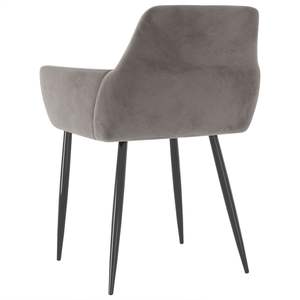 Juego de 2 Sillas de Comedor de Terciopelo Gris Claro 100% Poliéster con Estructura Metálica - Product Image 5