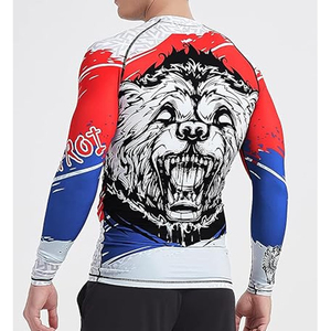 Wholesale <b>Men</b> <b>Compression</b> <b>Shirt</b> Long Sleeve Rash Guard Graphic Print UV Protection OEM Bulk Supplier - Product Image 5
