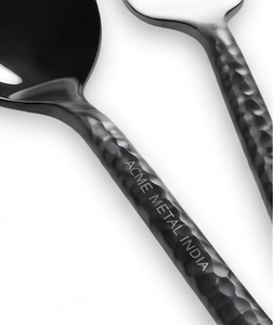 Ensemble de couverts à manche martelé noir, en acier inoxydable moderne, pour une table élégante, cuisine, mariage, maison et restaurant. - Product Image 2