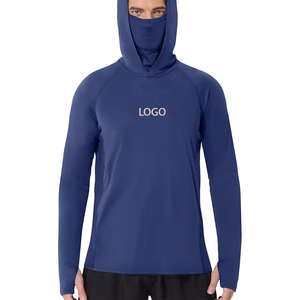 Camiseta de pesca personalizada con protección solar UPF 50+, manga larga, para deportes al aire libre, a prueba de polvo, de color sólido, para hombre. - Product Image 5