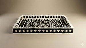 Bandeja de Servir de Lujo con Incrustaciones de Hueso, Hecha a Mano, Decorativa para Mesa de Centro, Adorno para el Hogar de Tradebyd - Product Image 2