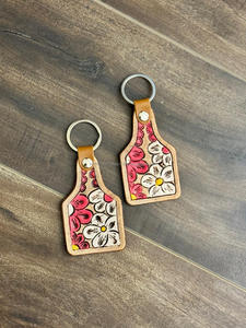 Porte-clés en cuir taillé sculpté à la main Porte-clés en cuir de forme exotique mignon Accessoires en cuir taillé Porte-clés mignons pour unisexe - Product Image 3