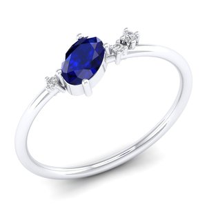 REYES Luxury Oval Cut 0.5Ct Blue Sapphire Gemstone <b>Rings</b> in 925 Sterling <b>Silver</b> Moissanite Engagement <b>Ring</b> <b>Statement</b> Jewelry - Product Image 2