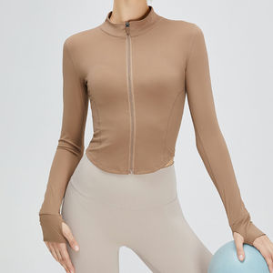 Custom Logo Lightweight Breathable Plus Size Athletic Fitness <b>Yoga</b> Top Long Sleeve Zipped <b>Jacket</b> Women Four-Way Stretch Sports - Product Image 5