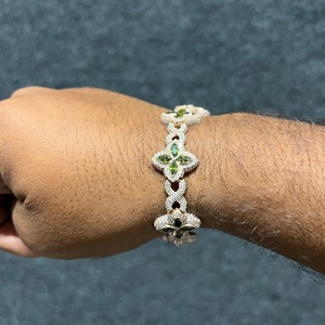 Brazalete Elegante de Plata 925 con Piedras Multicolores de Lujo, Brazalete de Diamantes Moissanite VVS, Cadena Fina Personalizada para Fiestas, Unisex - Product Image 2