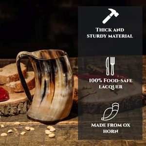 Traditional Viking Horn <b>Mug</b> Double Wall Eco-Friendly Handcrafted Tankard Drinkware <b>Mug</b> from Indian Supplier - Product Image 3