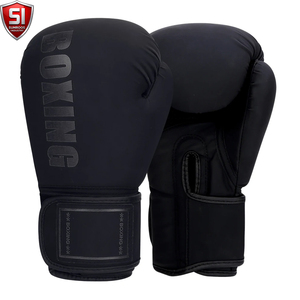 Gants de boxe SUMROOS SI en cuir noir et or avec sangle de poignet réglable, durables, protecteurs, confortables, équipement d'entraînement, design à lacets - Product Image 3