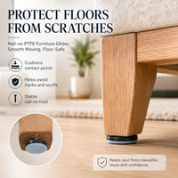 Glissières de chaise en PTFE de 20 mm à fixer sur les pieds de chaise en bois et pour sols durs