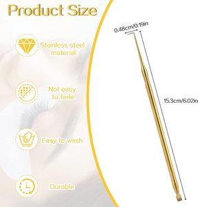 อุปกรณ์ยกขนตาแบบสองด้านสีทอง พร้อมแปรงปัดขนตาและตะขอสำหรับยกขนตา - Product Image 2