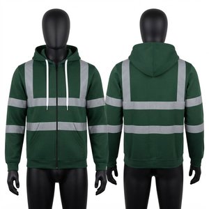 Premium 330 GSM 100% Cotton <b>Fleece</b> Men's Work Hoodie <b>Orange</b> Reflective Tape Panels Pullover Custom Embroidered Logo Spring - Product Image 1