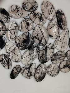 Natural Black Rutile Loose Cabochon Healing <b>Crystal</b> Quartz With Different Shapes Loose Gemstone Chakra Spiritual Reiki <b>Raw</b> - Product Image 2