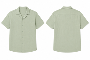 Chemise décontractée d'été pour homme en tricot uni avec col rabattu et manches courtes - Product Image 1
