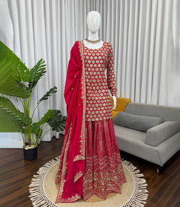 Nouveauté 2025 : Sharara de créateur pour femmes, vêtements pakistanais pour filles, derniers modèles de costumes Punjabi avec taille sur mesure, prix bas - Product Image 1