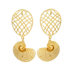 Spiral Gold Earrings, earrings feature a stunning spiral design , delicately <b>crafted</b> and plated with pure gold - Product Image 1