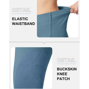 Women's High Rise Equestrian <b>Riding</b> <b>Leggings</b> <b>With</b> <b>Phone</b> <b>Pockets</b> Solid Color Slim Fit Full Seat Grip Breeches Gray - Product Image 5